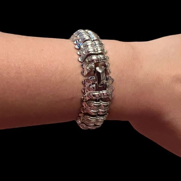 Vintage STAR Silver Tone Link Bracelet - Picture 4 of 5